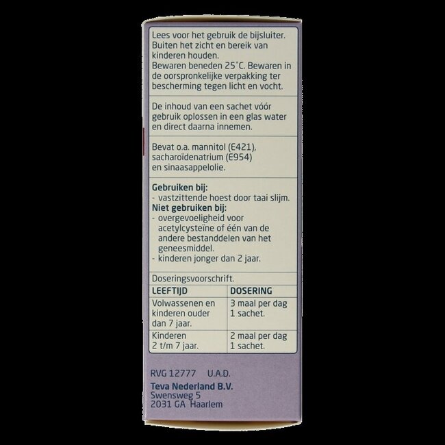 Teva Acetylcysteine 200mg poeder 30 Sachets