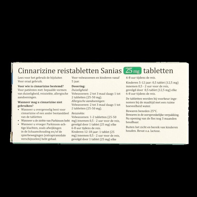 Sanias Cinnarizine 25mg 30 Tabletten
