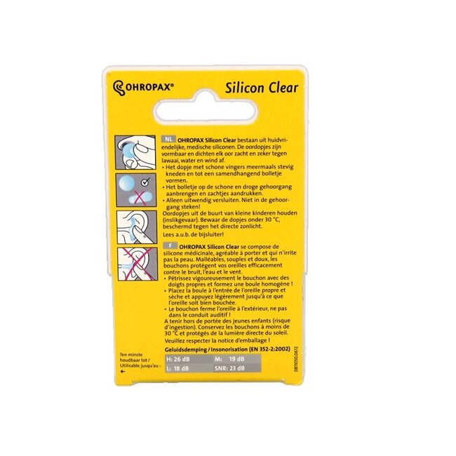 Ohropax Silicon clear 6 Stuks