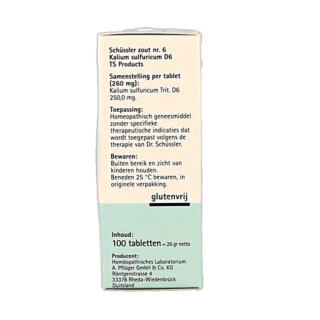 Pflüger Kalium sulfuricum 6 D6 Schüssler 100 comprimés