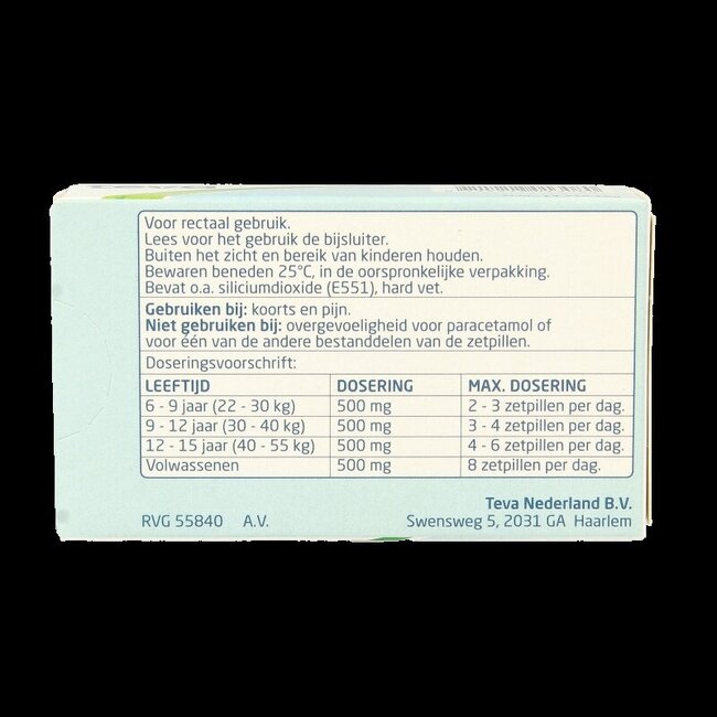 Teva Paracétamol 500 mg 10 Suppositoires