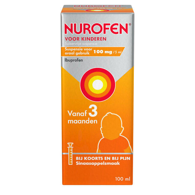 Suspensie kind 100mg / 5ml sinaasappel suikervrij 100 Milliliter