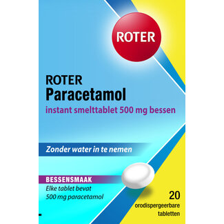 Roter Paracetamol 500mg smelttablet bessen smaak 20 Tabletten