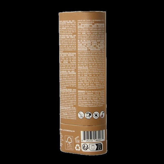 Attitude Sunly gezichtszonnebrandstick getint SPF30 20 Gram