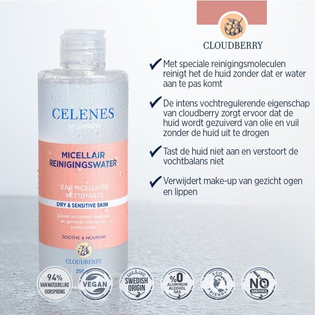 Eau micellaire Celenes à la mûre des marais 250 ml