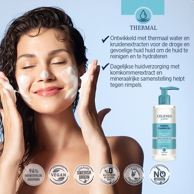 Gel moussant thermal Celenes peaux sèches 250 ml