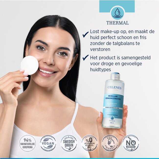 Eau micellaire thermale Celenes peaux sèches/sensibles 250 ml