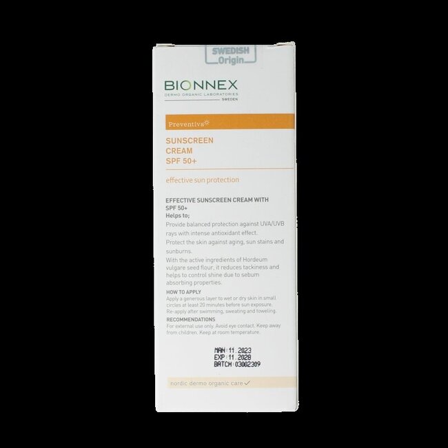 Bionnex Preventiva sunscreen SPF50+ cream 50 Milliliter