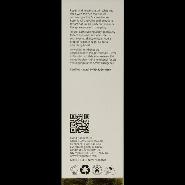 Living Nature Nachtcreme voedend 60 Milliliter