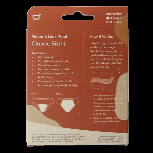 Boody Menstruatieondergoed bikinislip zwart norm/hevigXS 1 Stuks