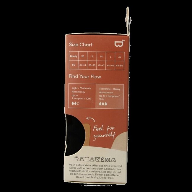 Culotte de règles Boody coupe bikini noir flux moyen/abondant XS 1 pièce