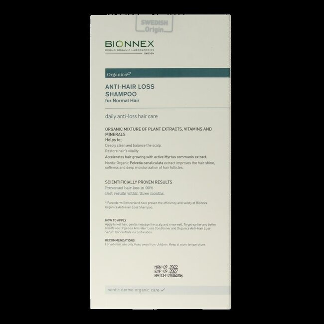 Bionnex Shampoo anti hair loss for normal hair 300 Milliliter