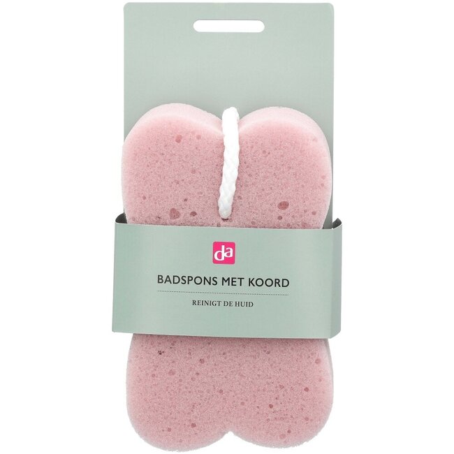 Badspons met koord roze 1 Stuks