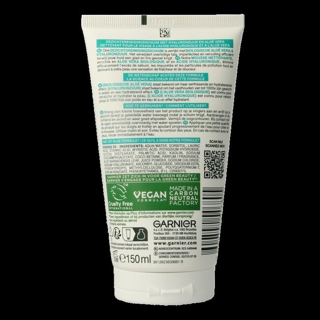 Garnier SkinActive mousse nettoyante acide hyaluronique aloe vera 150 ml