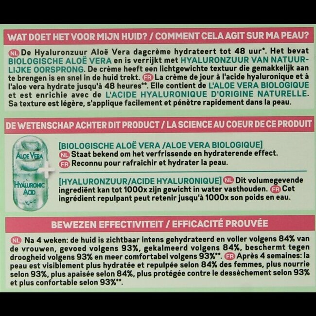 Garnier SkinActive dagcreme hyaluronzuur aloe vera 50 Milliliter