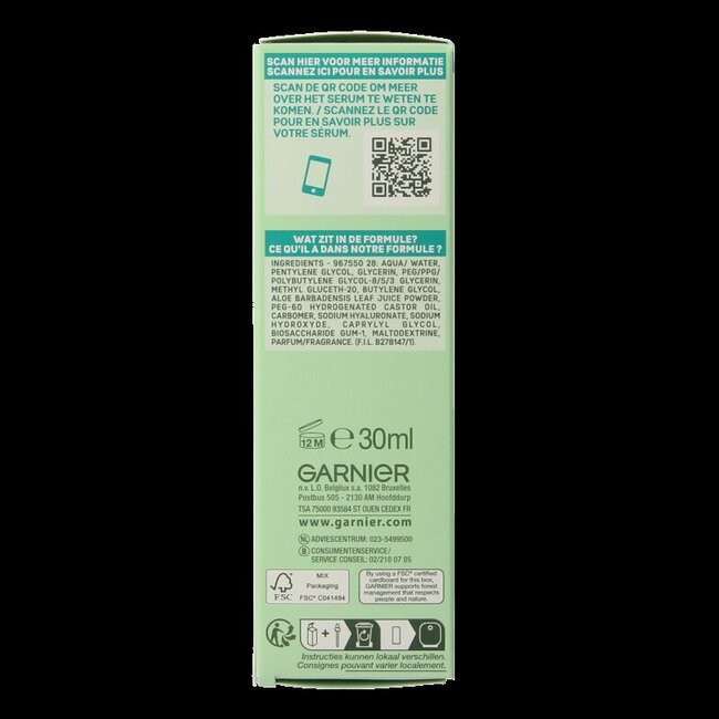 Garnier SkinActive serum hyaluronzuur aloe vera 30 Milliliter