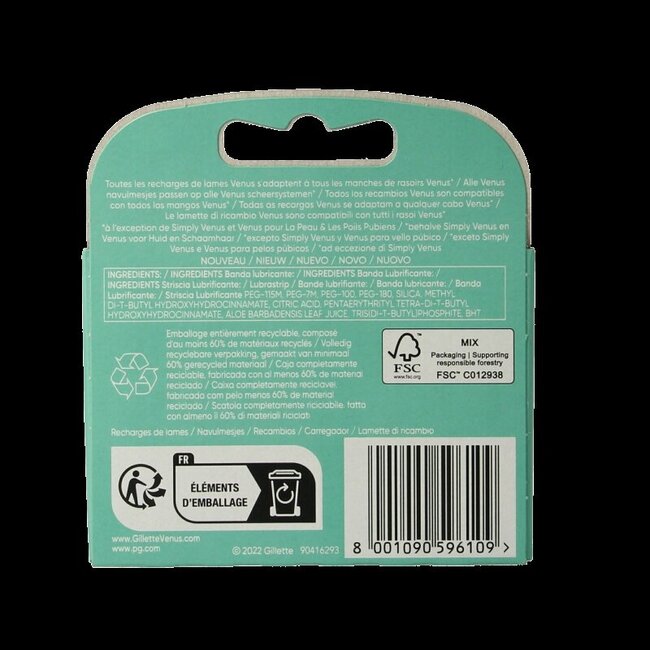 Lames Gillette Venus Deluxe Sensitive - 3 pièces