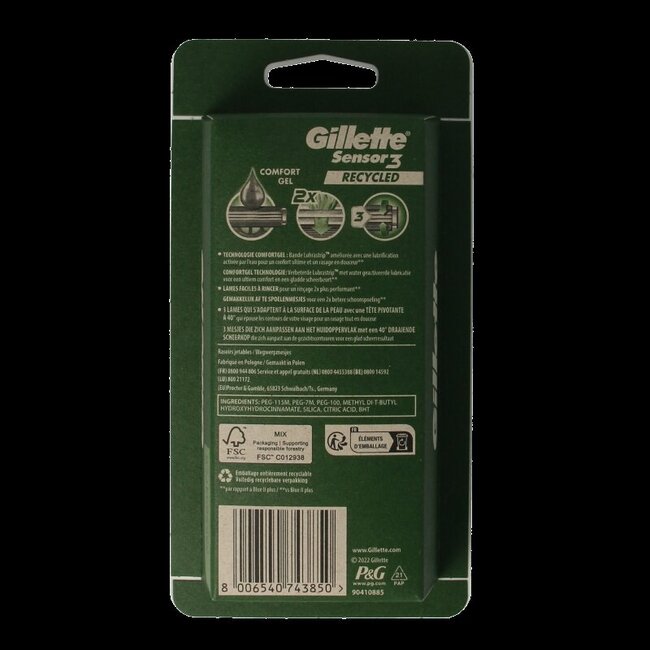 Rasoirs jetables Gillette Sensor3, lot de 6