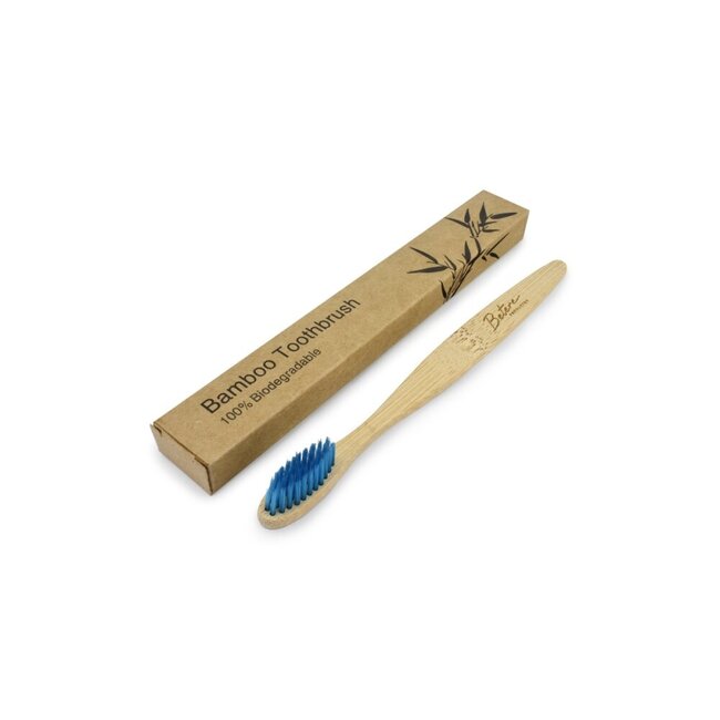 Bamboe tandenborstel voor volwassenen blauw 1 Stuks