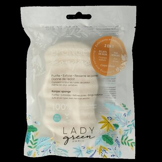 Lady Green Éponge corps Konjac Lady Green aux éclats de noix 1 pièce