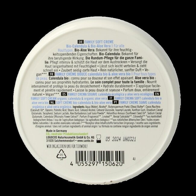 Sante Family soft cream bio calendula 150 Milliliter