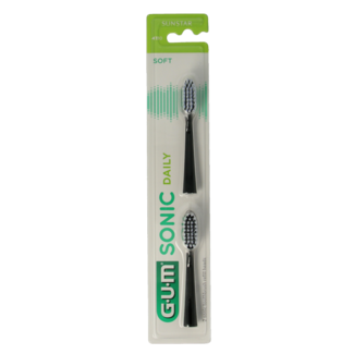 GUM GUM Sonic têtes de brosse à dents souples noir 2 pièces