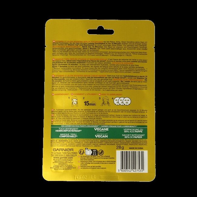Garnier SkinActive masque tissu vitamine C 28 g