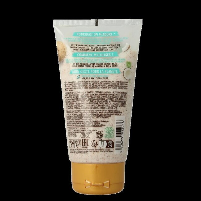 Lovea Bodyscrub coconut oil dry skin organic 150 Milliliter