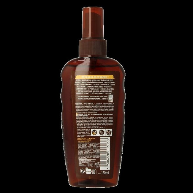 Lovea Huile sèche protection moyenne monoï de Tahiti SPF20 150 ml