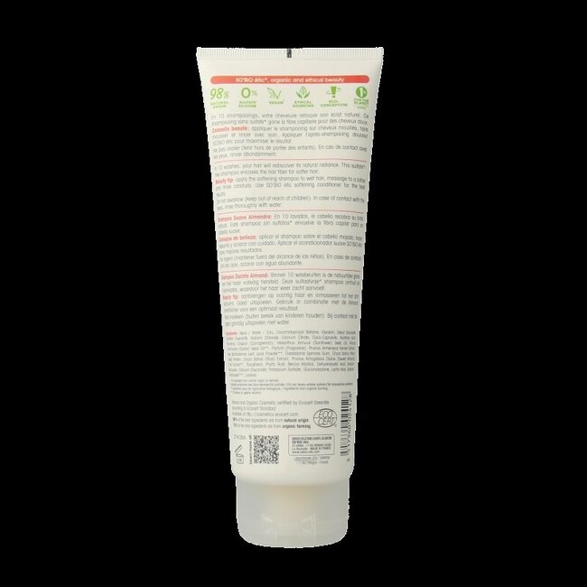 So Bio Etic Shampoo almond milk rice proteins 250 Milliliter