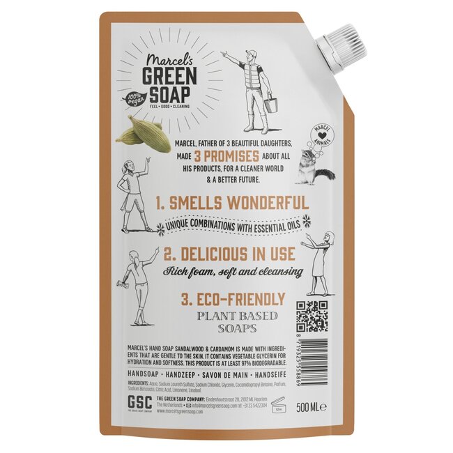 Marcel's Green Soap Handzeep sandelhout & kardemom navul 500 Milliliter