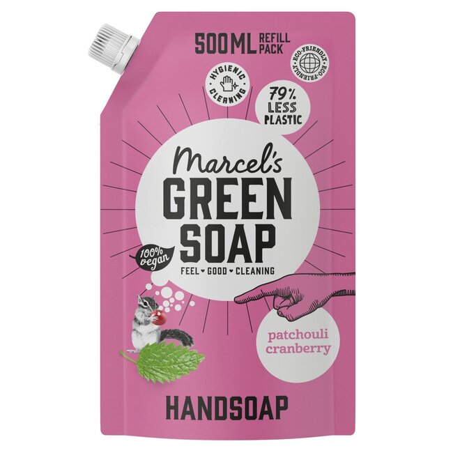 Handzeep patchouli & cranberry navul 500 Milliliter