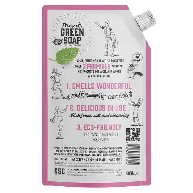 Marcel's Green Soap Savon pour les mains patchouli & canneberge recharge 500 ml