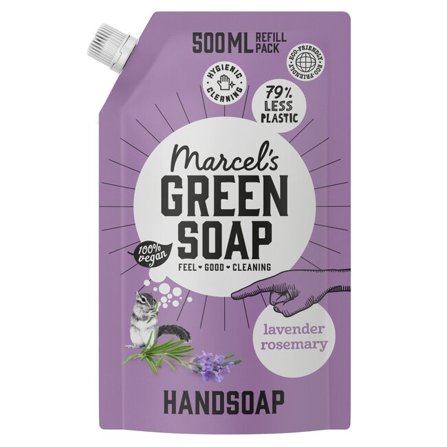 Handzeep lavendel & rozemarijn navul 500 Milliliter