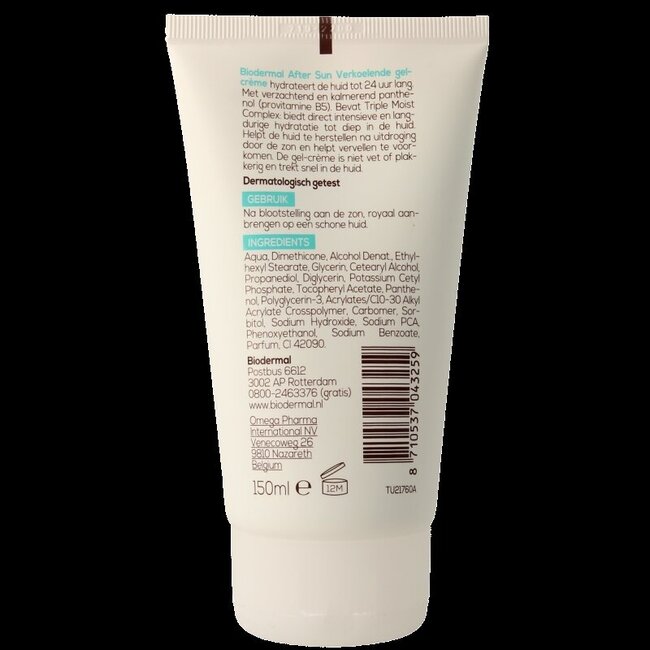 Biodermal Aftersun verkoelende gel creme 150 Milliliter