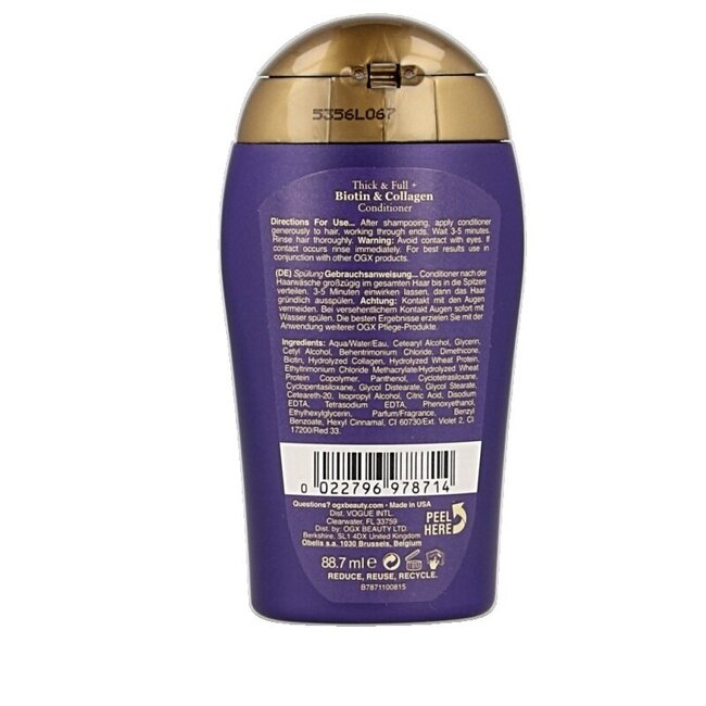 Après-shampooing OGX Thick & Full Biotine et Collagène 88,7 ml