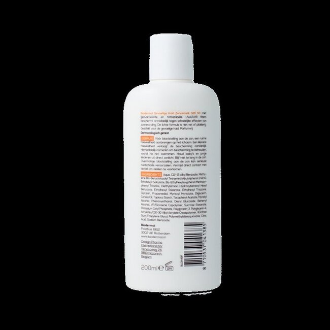 Biodermal Zonnemelk gevoelige huid SPF50+ 200 Milliliter