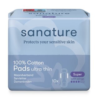 Sanature Maandverband super 100% katoen 10 Stuks