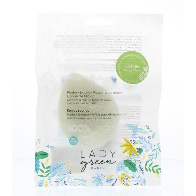 Lady Green Konjac gezichtsspons aloe vera 1 Stuks