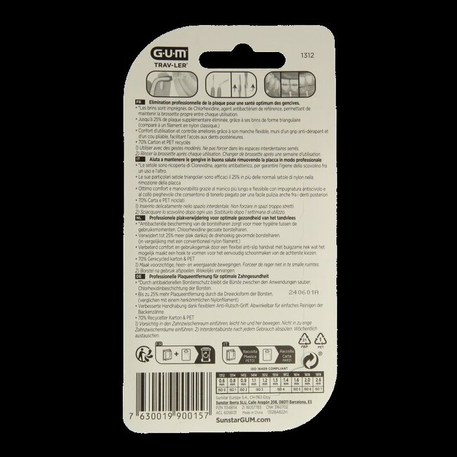 GUM Trav-ler brossettes interdentaires 0,6 mm (lavande) 6 pièces