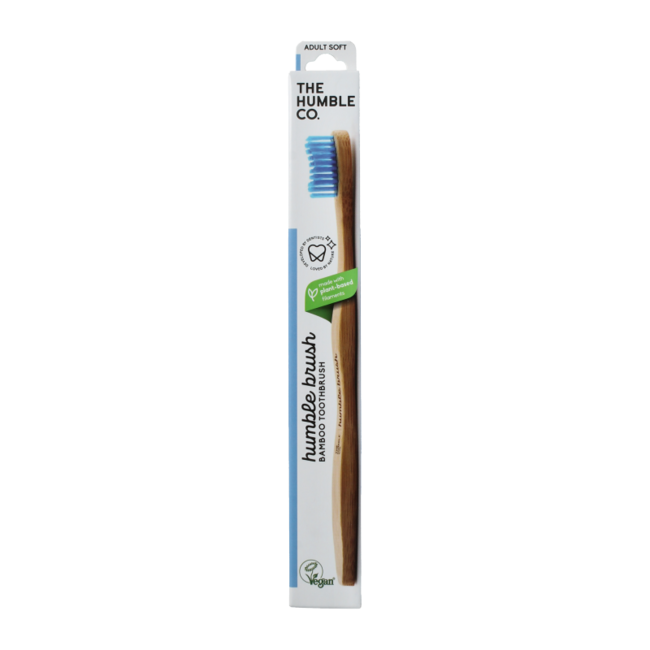 Tandenborstel bamboe adult blauw brush soft 1 Stuks