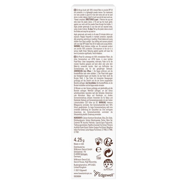 Pinceau poudre minérale Hawaiian Tropic SPF30 4,3 grammes