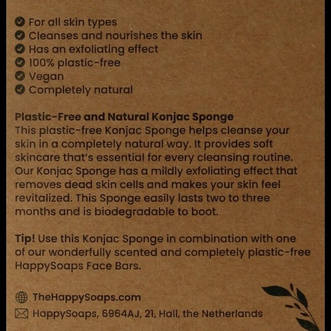 Happysoaps Konjac spons alle huidtypen 1 Stuks