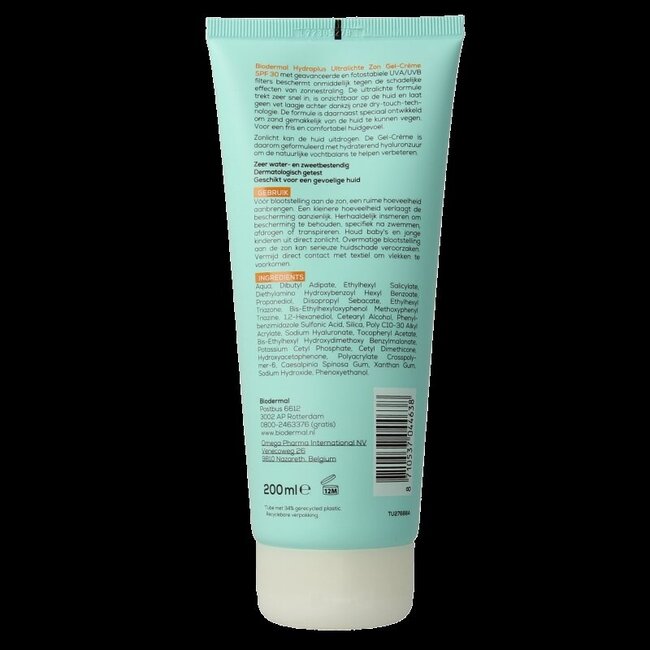 Biodermal Gelcreme ultralicht SPF30 200 Milliliter
