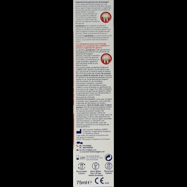 Parodontax Tandpasta fluoride 75 Milliliter