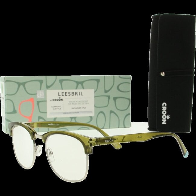 Leesbril Berlin army green +1  1 Stuks