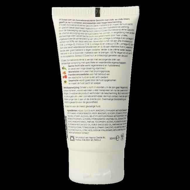O' Zoleil Zonnebrandcreme gezicht SPF50 50 Milliliter
