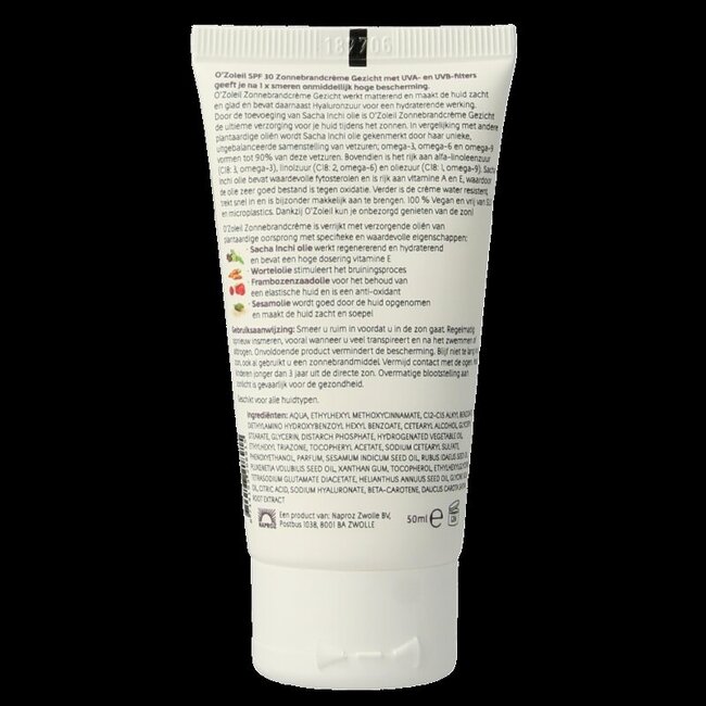 O' Zoleil Zonnebrandcreme gezicht SPF30 50 Milliliter