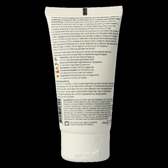 O' Zoleil Crème booster de bronzage visage SPF30 50 Millilitres