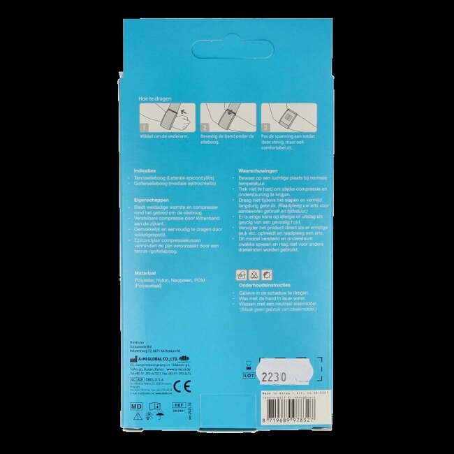 Emdee Tennis/golf arm supportband blauw 1 Stuks